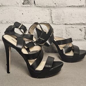 BCBGeneration Black Strappy Platform Heels Stiletto Sandals Size 7